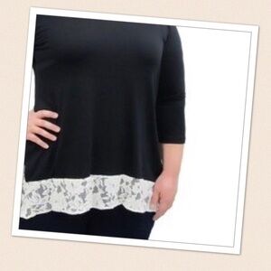 karen kane avant garden lace hem peplum top